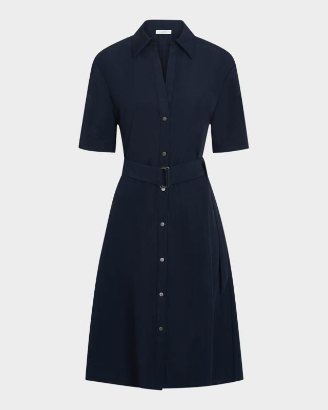 Short-Sleeve Belted Shirtdress